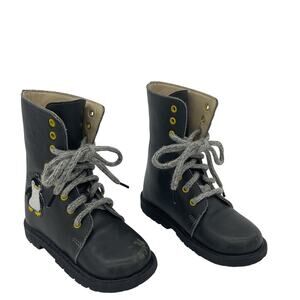 Orthopedic Black Penguin Winter Snow Combat Boot Boys Youth Size 24 Preowned